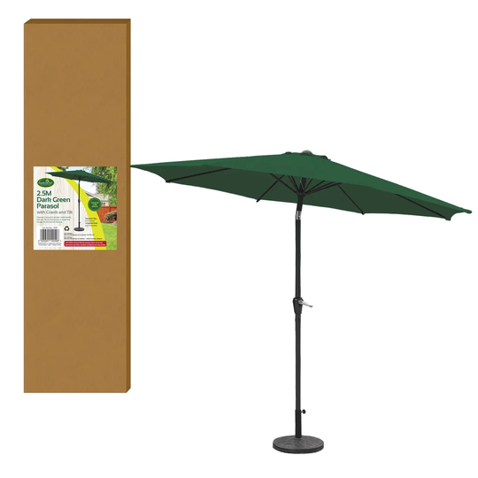 Annalyne 2.5M Parasol Crank & Tilt 6 Ribs Lt - Dark Green