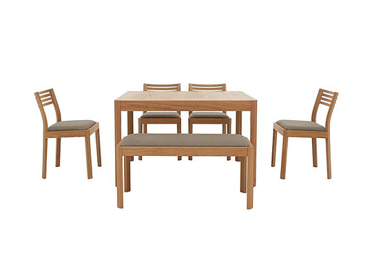 Ercol - Ella Small Extending Dining Table, 4 Dining Chairs and Small Dining Bench - Brown