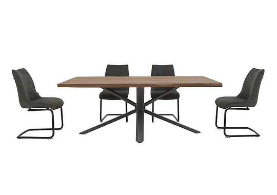 Habufa - Philadelphia Dining Table and 4 Dining Chairs - 200-cm - Green