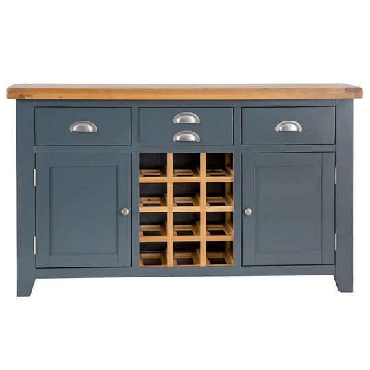 Solid Large Sideboard With Wine Rack Blue