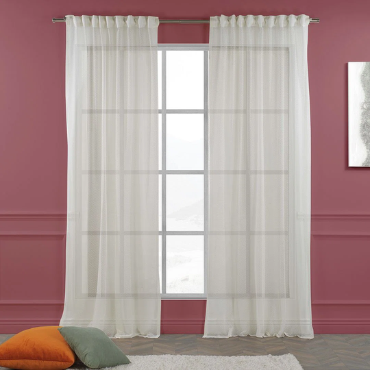 Extra Long & Extra Wide Lace Sheers Dots Pattern Curtain
