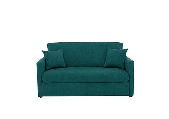Versatile Small 2 Seater Fabric Sofa Bed with Slim Arms - Teal