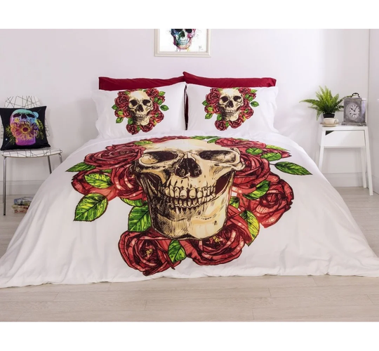 Skull And Roses Duvet Cover