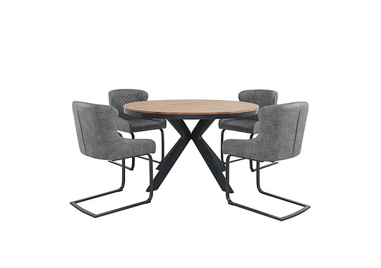Earth Round Dining Table with 4 Cantilever Dining Chairs