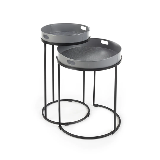 Tray Top Pedestal Nest Of Tables Built-In Outlets
