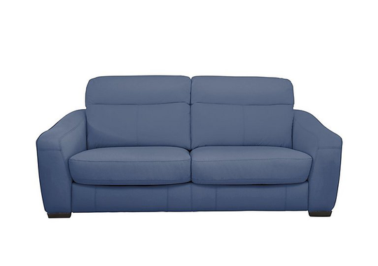 Cressida 3 Seater Leather Recliner Sofa - Blue- World of Leather