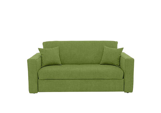 Versatile 2 Seater Fabric Sofa Bed with Box Arms - Green