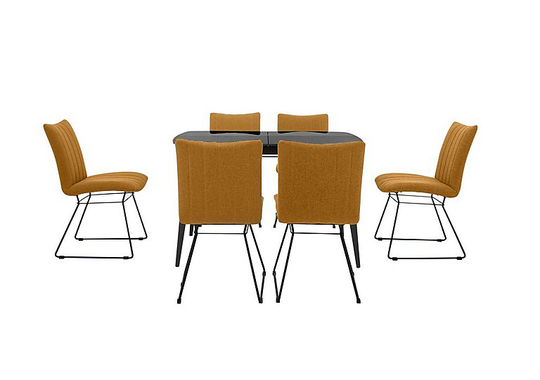 Ace Small Extending Dining Table and 6 Chairs - Yellow