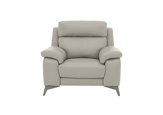 Missouri Leather Recliner Armchair with Power Headrest - Grey- World of Leather