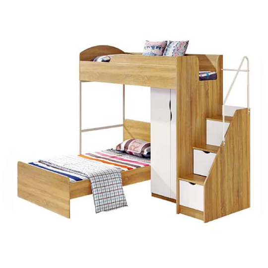 Mcdonald European Single L-Shaped Bunk Bed and Built-In Wardrobe