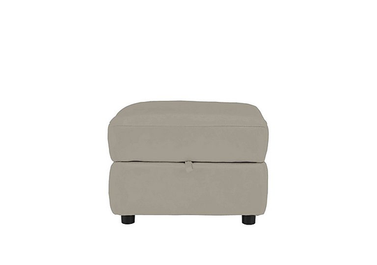 Relax Station Revive Leather Storage Footstool - Grey- World of Leather