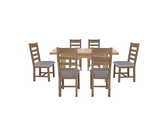 Hewitt Rectangular Extending Dining Table and 6 Slatted Dining Chairs