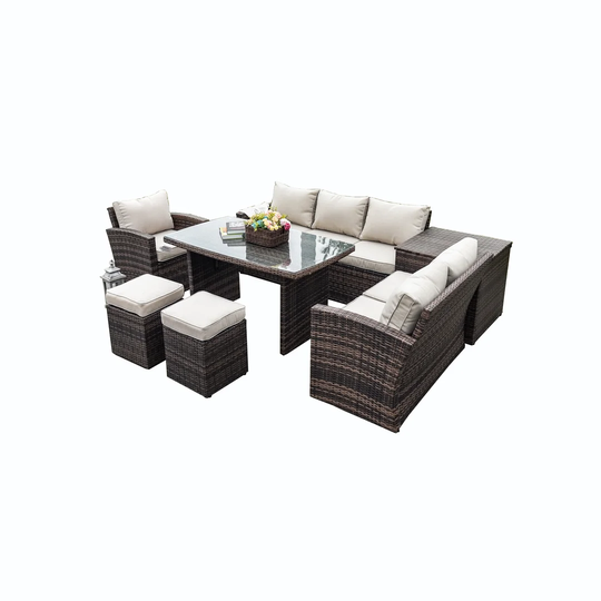 Vandergriff 8 Seater Rattan Corner Sofa Set