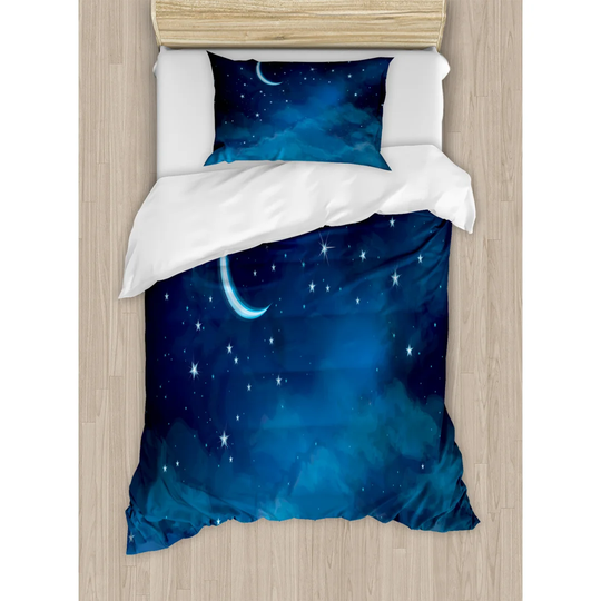 Shockley Dark Blue/White 100% Brushed Microfibre Duvet Cover Set