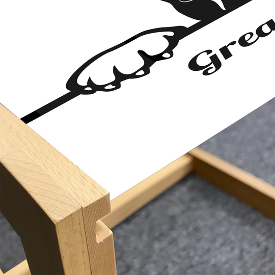 Dog Lover Coffee Table, Peeking Big Breed Dog With Written Name Under Monochrome Design Image, Acrylic Glass Center Table With Wooden Frame For Office