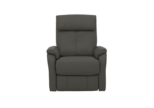 Rowan Leather Swivel Rocker Recliner Armchair - Grey- World of Leather