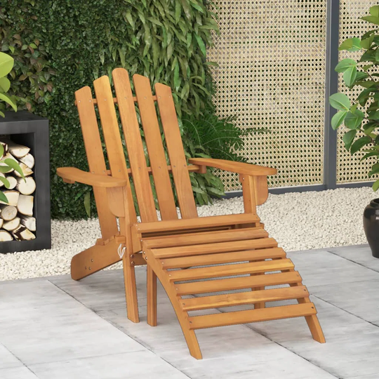 Andretta Solid Wood Adirondack Chair With Ottoman