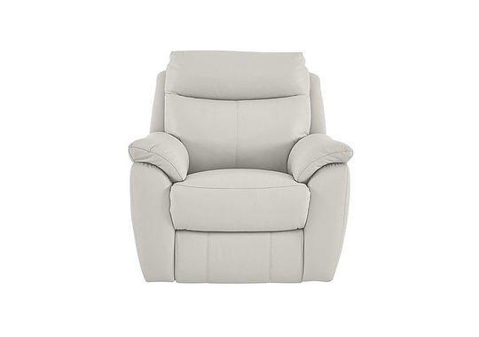 Snug Leather Manual Recliner Armchair - White- World of Leather
