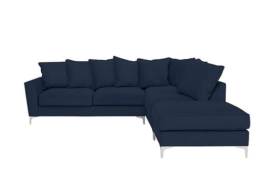 Legend Pillow Back Fabric Corner Sofa - Blue