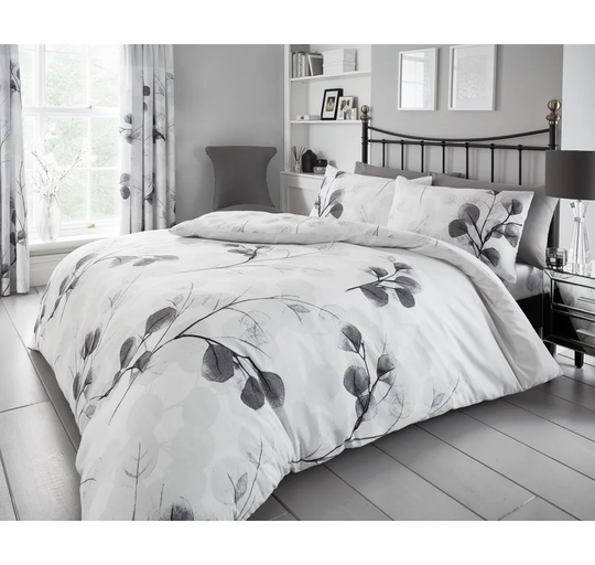 Penelope Grey/White 144 TC Duvet Cover Set