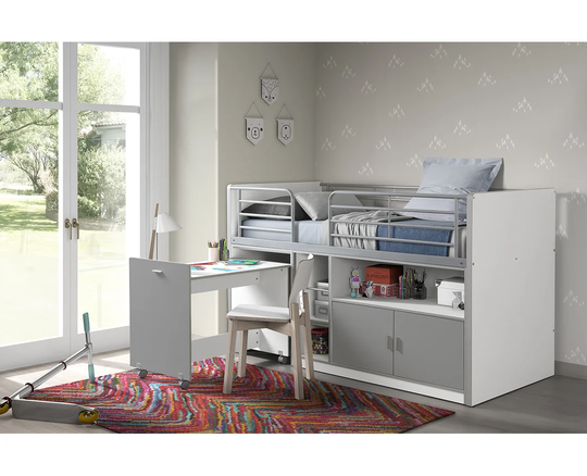Dewitt European Single Mid Sleeper Bed with Bookcase