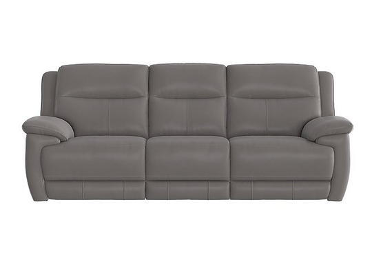 Touch 3 Seater Leather Manual Recliner Sofa - Grey- World of Leather