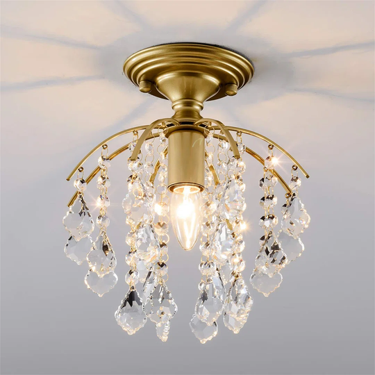Crystal Chandelier Lighting, Elegant Crystal Chandeliers Ceiling Lights With E27 Bulb Socket,Chandeliers Ceiling Light For Bedroom Hallway,Gold