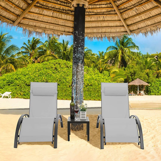 Lockaby Reclining Sun Lounger with Cushion and Table