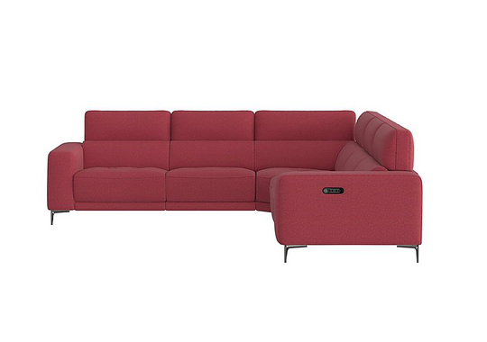 Adama Large Fabric Power Recliner Corner Sofa with Telescopic Headrests - Red