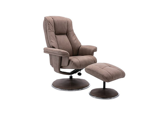 Troyes Fabric High-Back 360 Swivel Chair and Footstool - Mink