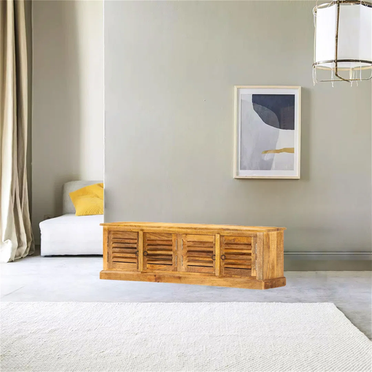 Asparagus Wood Storage Bench