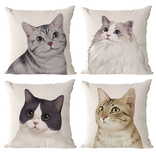 Encrypted Linen Hug Pillow Covers Pack Of 4 Cute Cartoon Decorative Sofa Square Pillowcase For Bedroom Car Outdoor Garden Bed Cushion Covers 18 X 18 I