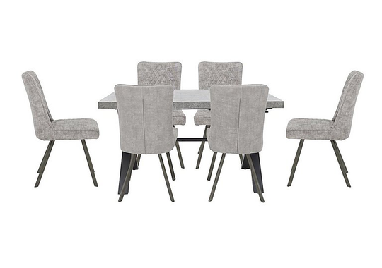 Moon Small Dining Table with 6 Earth Dining Chairs