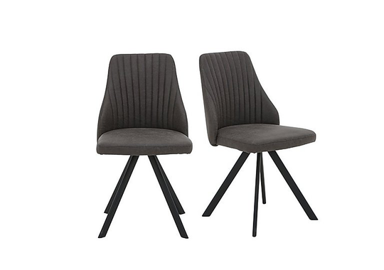 Aquila Pair of Swivel Dining Chairs - Grey