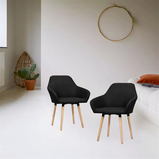Dining Chairs 2 Pcs Black Fabric