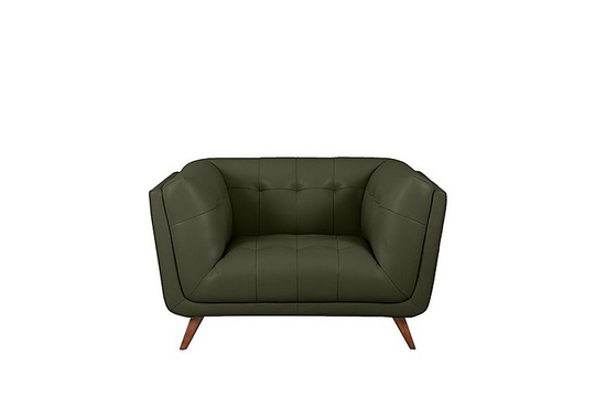 Rene Leather Cuddler Sofa - Green