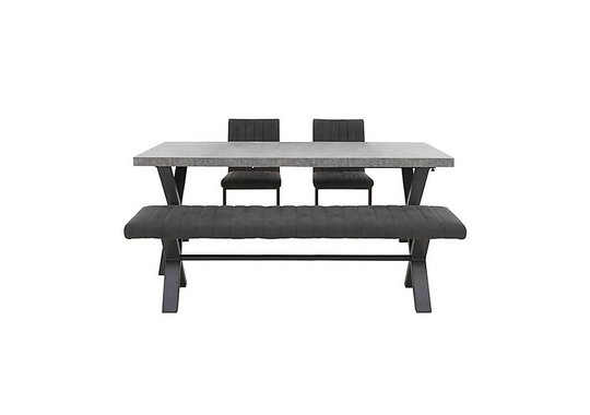Moon Dining Table with 2 Cantilever Dining Chairs and Dining Bench Set - 150-cm