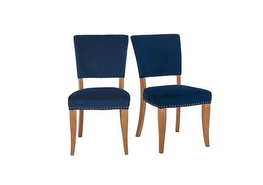 Globe Pair of Velvet Dining Chairs - Blue
