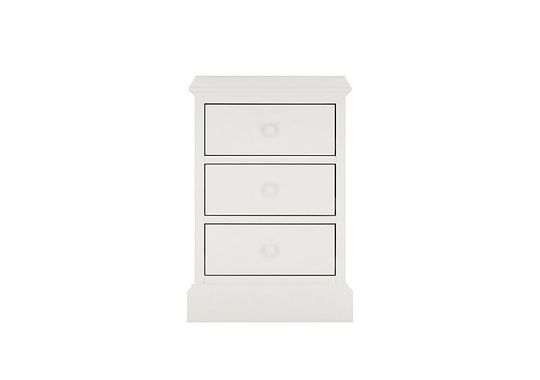 Faye 3 Drawer Bedside Table - White