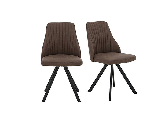 Aquila Pair of Swivel Dining Chairs - Brown