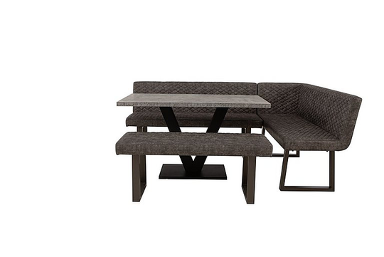 Rocket Dining Table, Compact Earth Low Bench and Compact Earth Right Hand Facing Corner Bench Dining Set