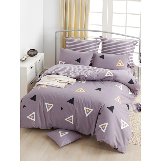 Annapolis Lilac Cotton 120 TC Modern & Contemporary Duvet Cover Set