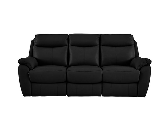 Snug 3 Seater Leather Power Recliner Sofa - Black- World of Leather