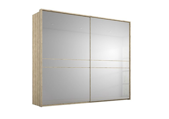 Rauch - Lando Sliding Mirror Wardrobe with LED Lights - 240-cm - Brown