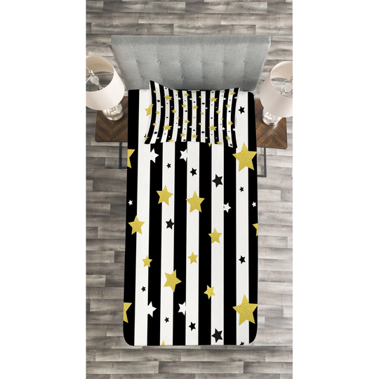 Adelais Black/Yellow Bedspread Set with Pillow Sham