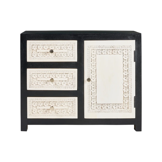 LIBERTY - BLACK AND WHITE SIDEBOARD 3 DRAWERS AND A DOOR