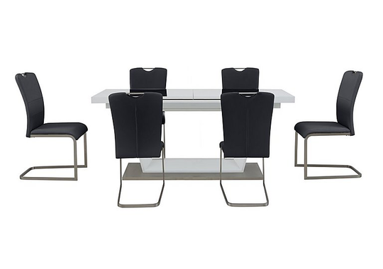 Bianco Large Extending Dining Table and 6 Chairs Dining Set - Grey