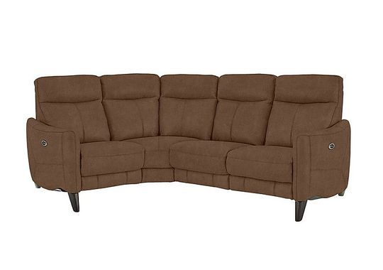 Compact Collection Petit Fabric Power Recliner Corner Sofa - Brown