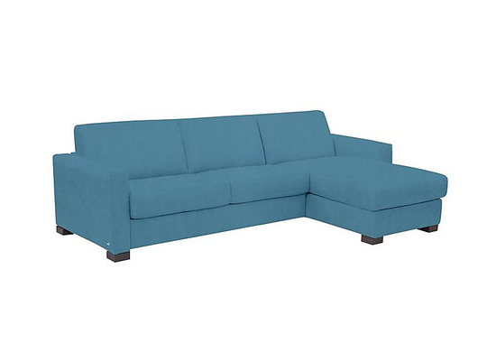 Nicoletti - Alcova 3 Seater Fabric Sofa Bed with Storage Chaise with Box Arms - Blue
