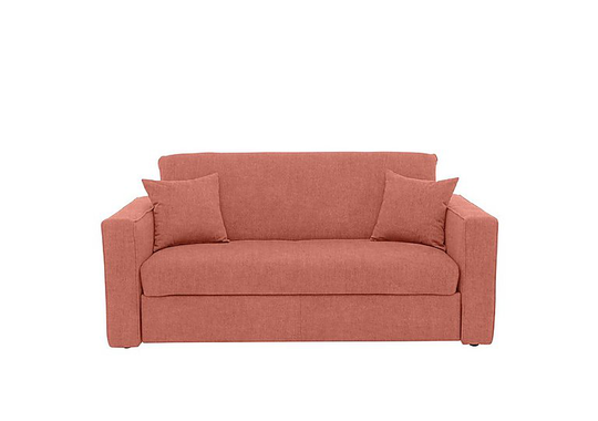Versatile 2 Seater Fabric Sofa Bed with Box Arms - Pink